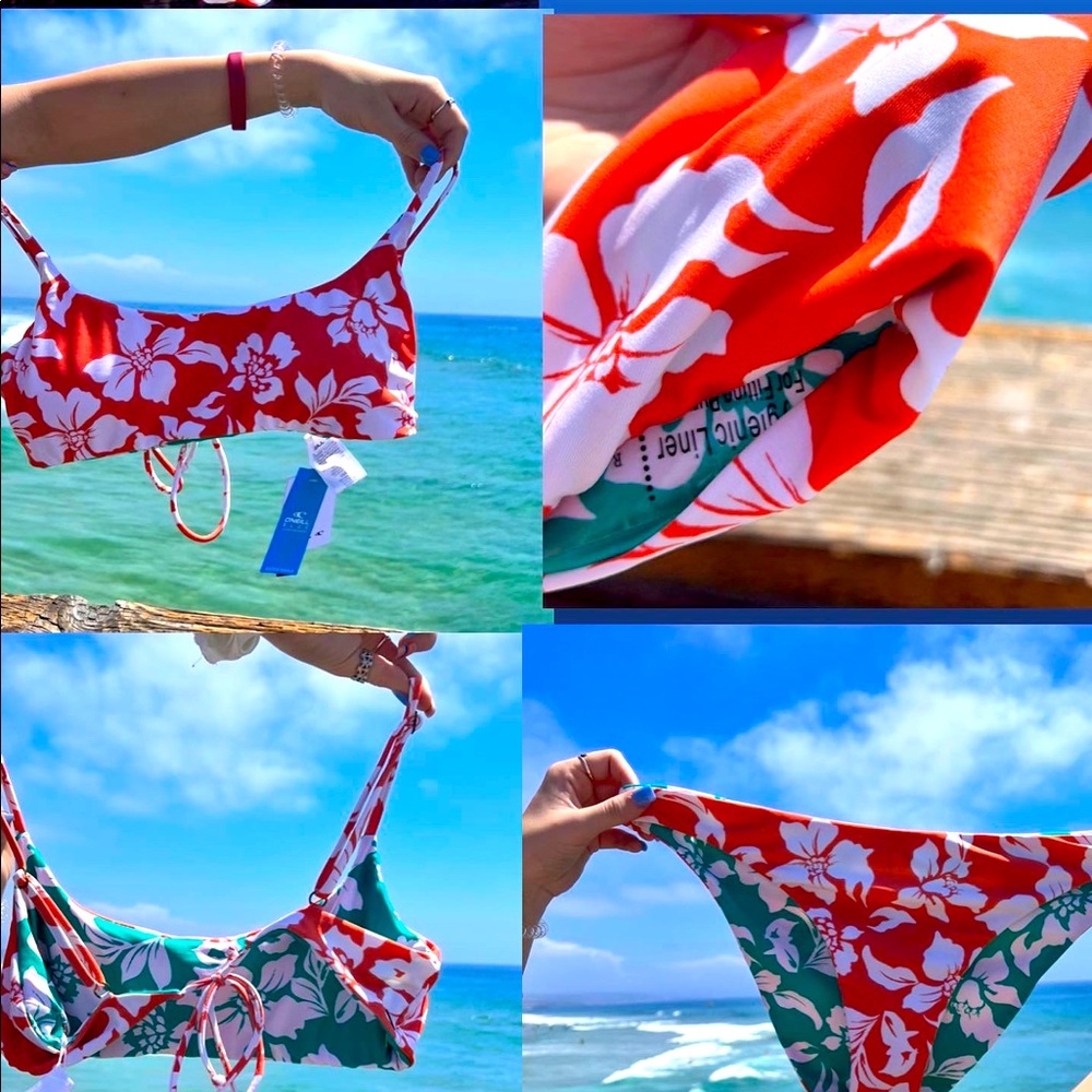 both the top and medium coverage bottoms are larges. do fit smaller!